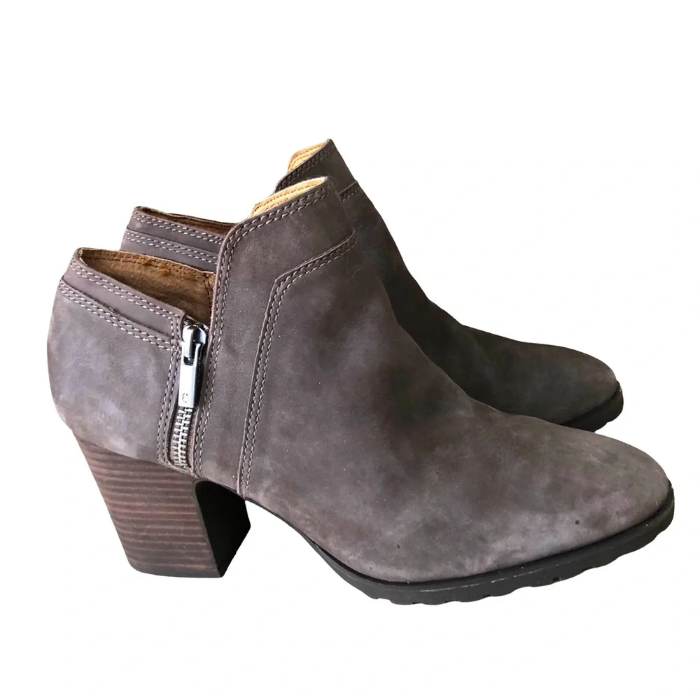 Lucky Brand Natlee Gray Block Heel Boots